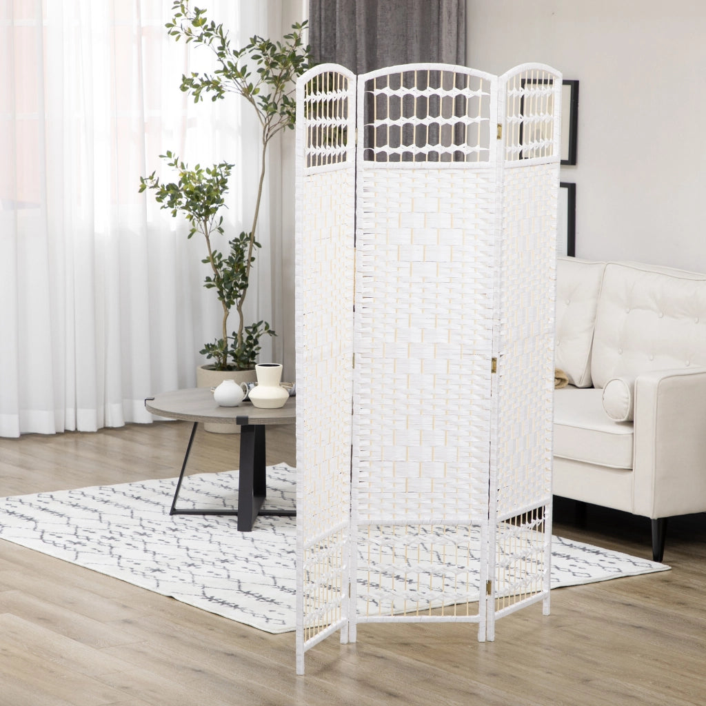 Biombo 3 Pannelli Pieghevole ¨C zephmum ¨C Bianco 120x170cm