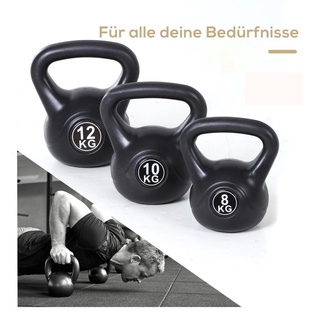 Kettlebell 12 kg ¨C Xylo ¨C Nero, riempito con sabbia