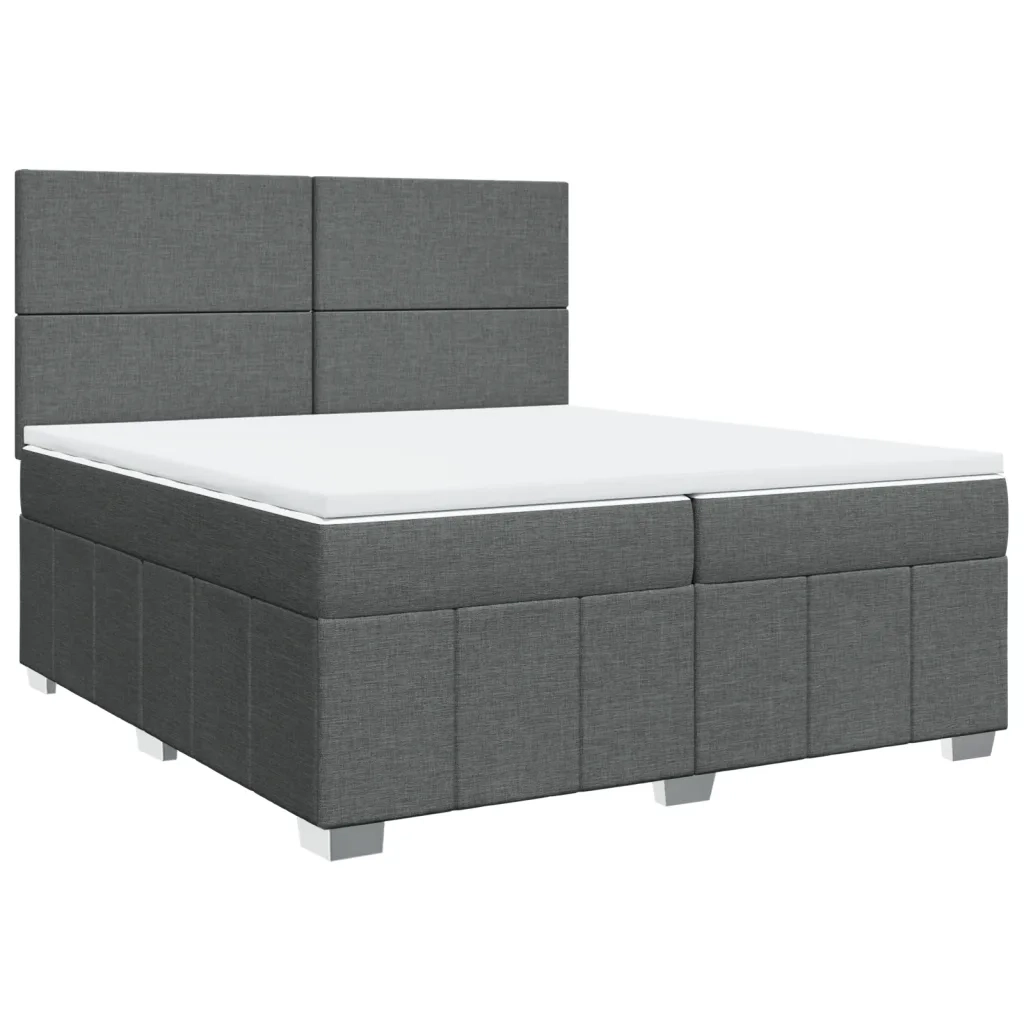 Giroletto a Molle con Materasso Grigio Scuro 200x200 cm Tessuto 3294069