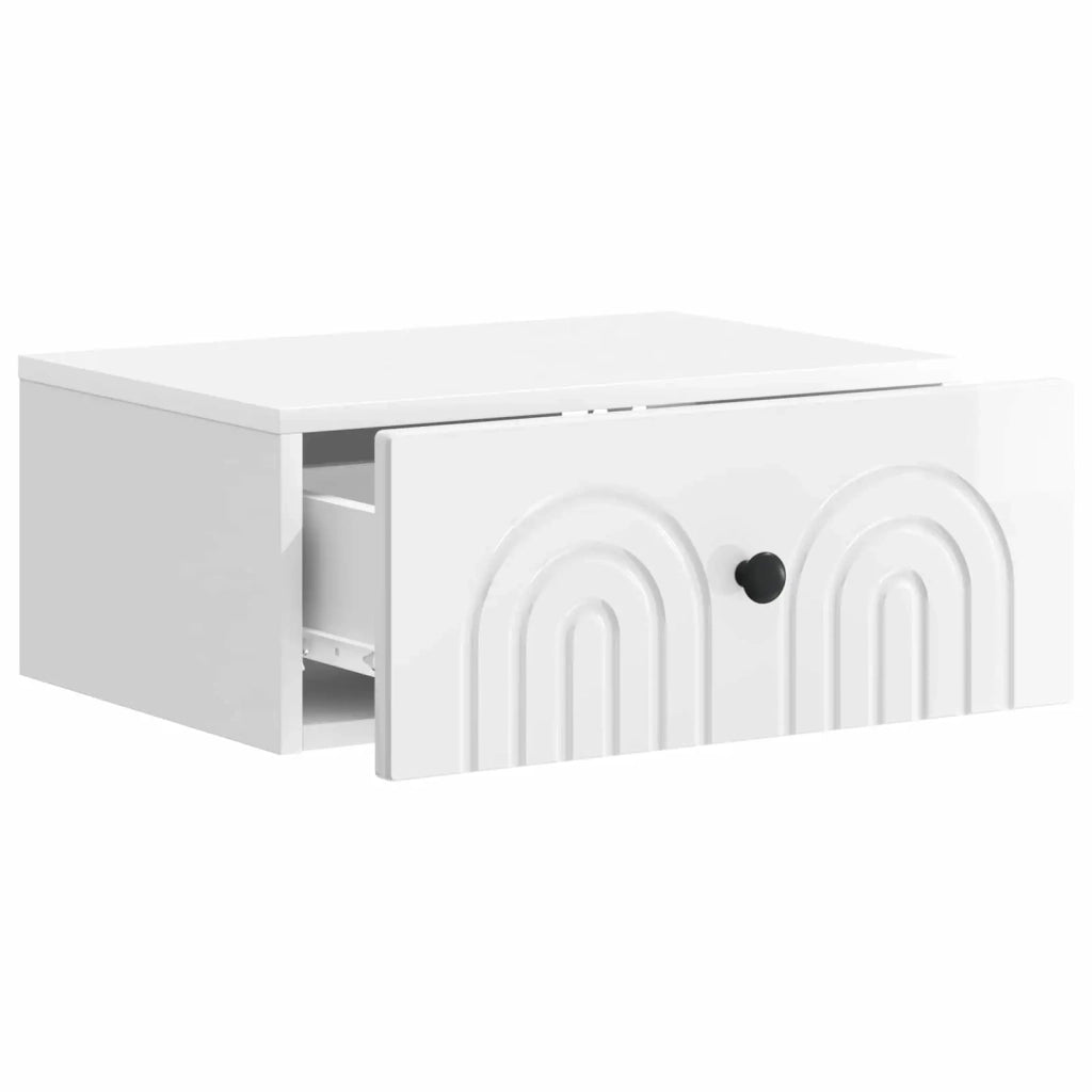 Mobiletto da notte a muro 2 pcs Bianco Lucido 49 x 34,5 x 20 cm 898114