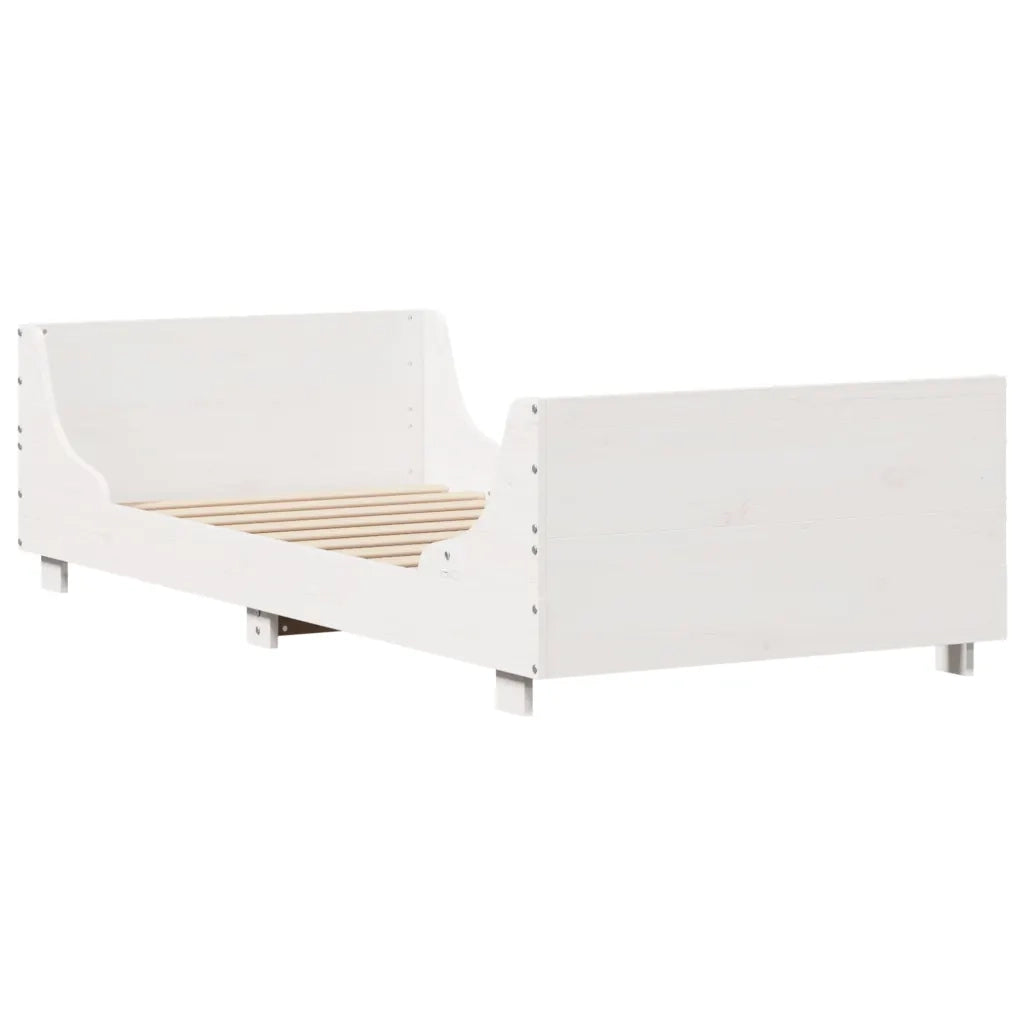 Letto senza Materasso Bianco 75x190 in Legno Massello di Pino