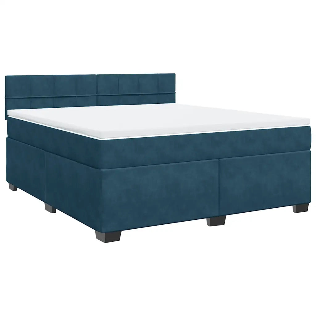 vidaXL Giroletto a Molle con Materasso Blu 180x200 cm in Velluto
