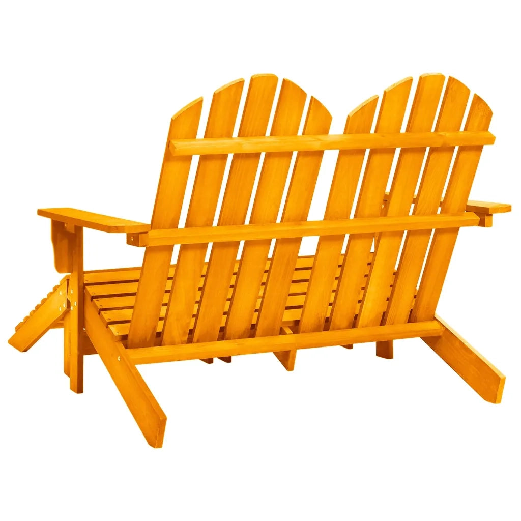 Sedia da Giardino a 2 Posti con Pouf Legno di Abete Arancione 315918