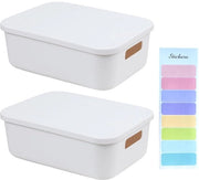 Scatole di plastica per archiviazione con coperchio - spazievitore - set da 2 - 28 x 20 x 9,6 cm