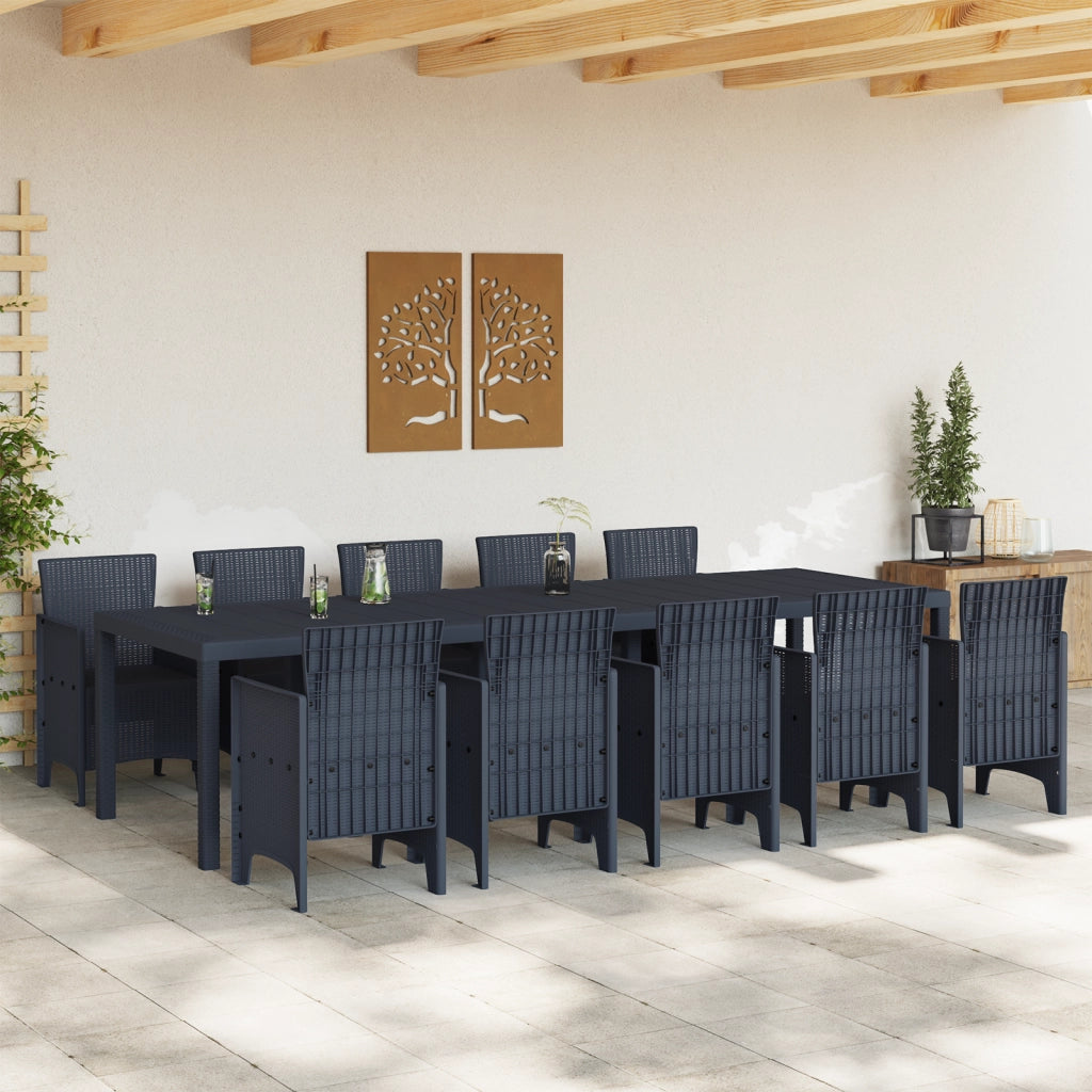 Set da Pranzo da Giardino 11 Pezzi Antracite Rattan Sintetico