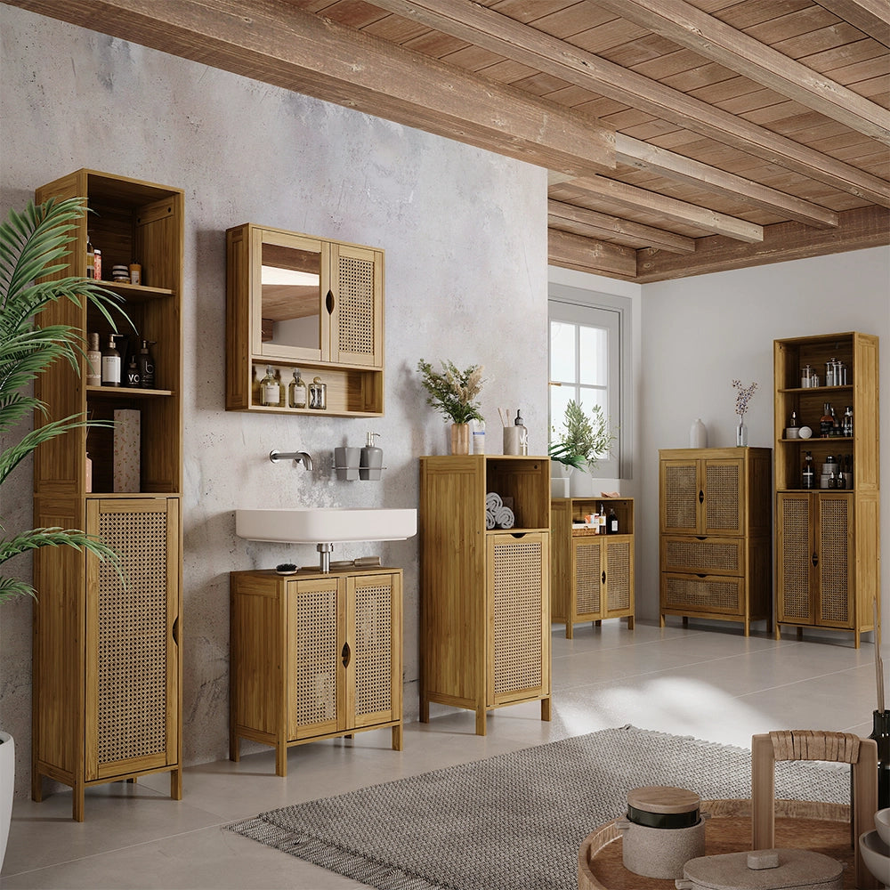 Vicco Set di mobili da bagno Bambù 4 parti