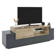 Mobile porta TV Andris, Credenza bassa da soggiorno, Base porta TV, 100% Made in Italy, cm 160x45h51, Antracite e Acero