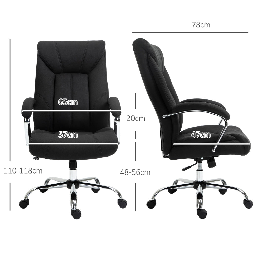 Sedia da ufficio ergonomica ¨C zephmum ¨C nero, altezza regolabile, schienale alto, 65x78x118 cm
