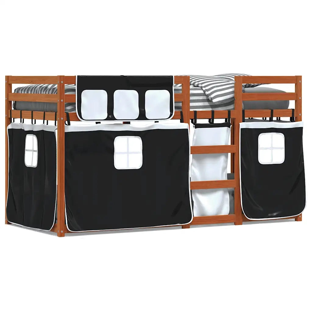 Letto a Castello senza Materasso Bianco e Nero 90x200cm in Pino