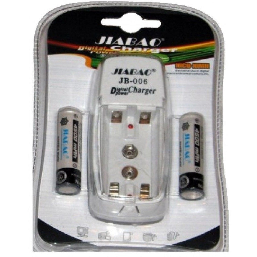 Trade Shop - Carica Batterie Pile Stilo Ministilo Aa Aaa Jb-006 + 2 Pile Ricaricabili -