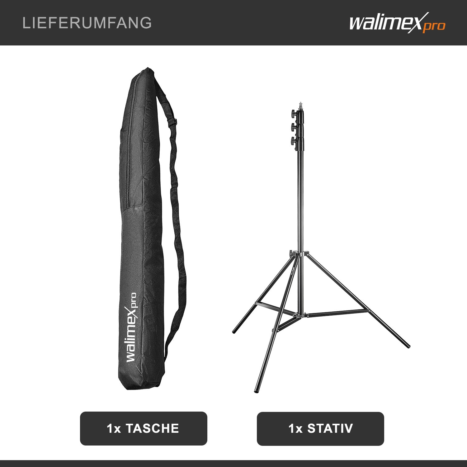 AIR 355 Stativo per luci regolabile in altezza fino a 355 cm, max 8 kg, Cavalletto fotografico in alluminio per foto e video