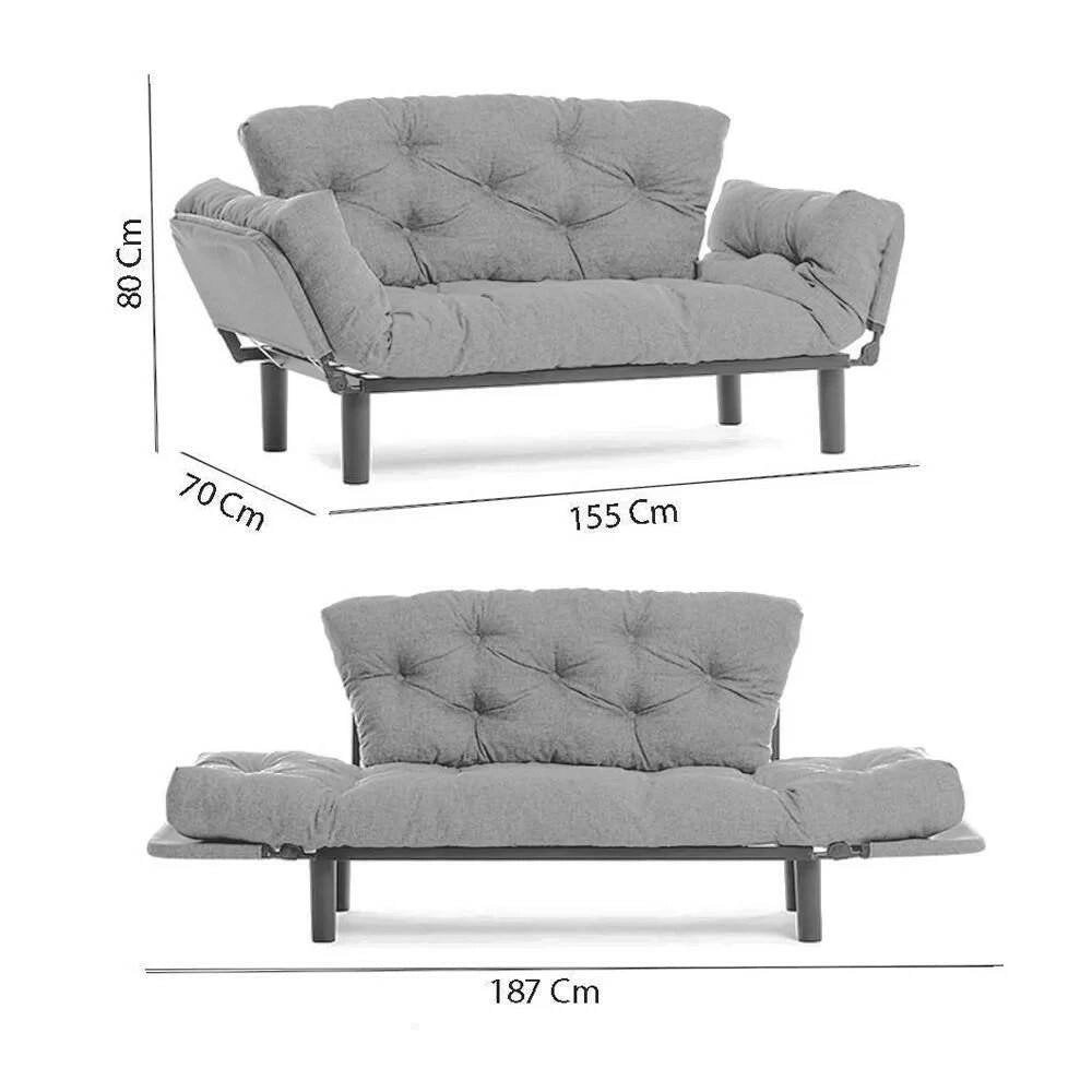 Guchol, Divano Letto 2 Posti Contenitore, 155x70 cm Multicolore
