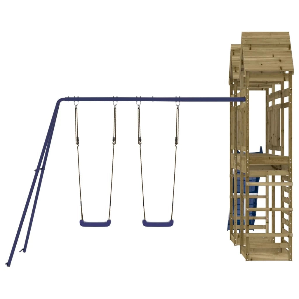 Altalene per parco giochi all'aperto scivolo altalene robuste giochi da giardino 315 x 547 x 264 cm legno di pino impregnato 02_0004703