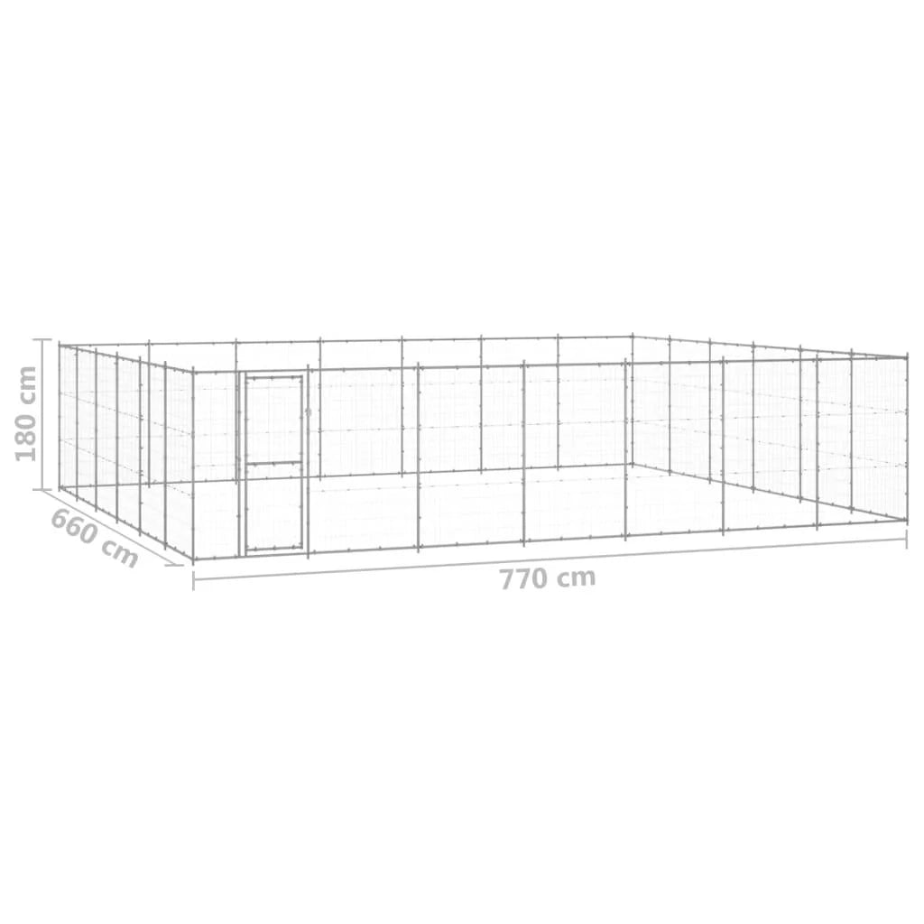 Cuccia da esterno gabbia recinto per animali box esterno per cani in acciaio zincato 50,82 m² 02_0000424
