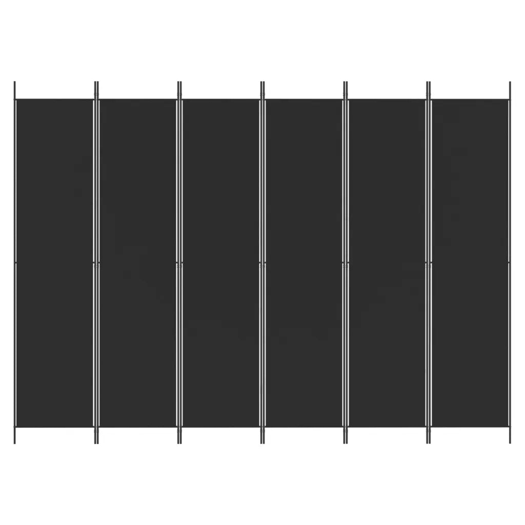 Divisorio a 6 Pannelli Nero 300x220 cm in Tessuto 350209