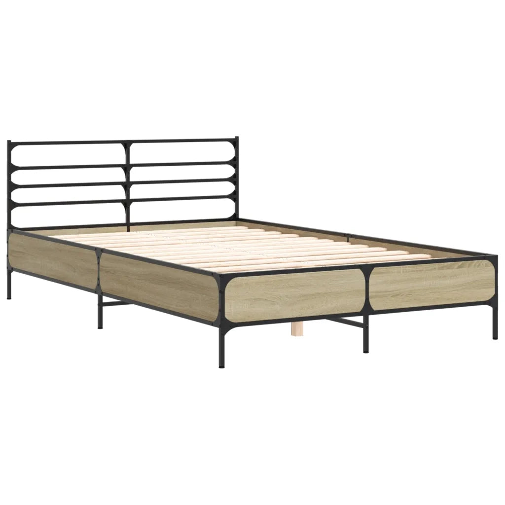 Giroletto-Struttura Letto Rovere Sonoma 140x200 cm in Legno Multistrato Metallo 600629
