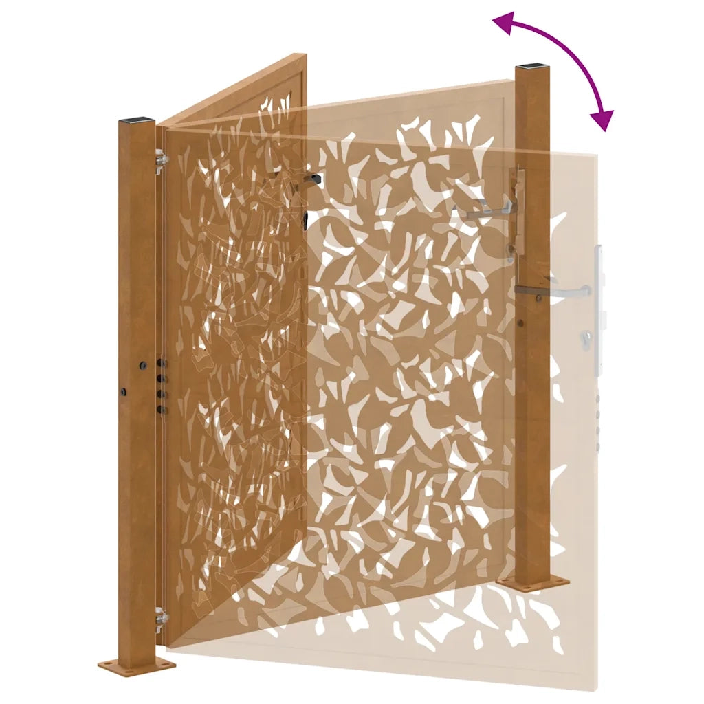 Cancello da Giardino 105x105 cm Acciaio Corten Design Ondulato