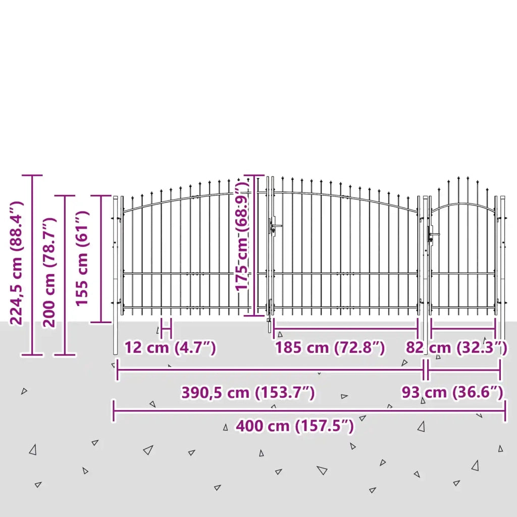 Cancello da giardino Woerden Grigio 100 x 400 cm Acciaio 42008907