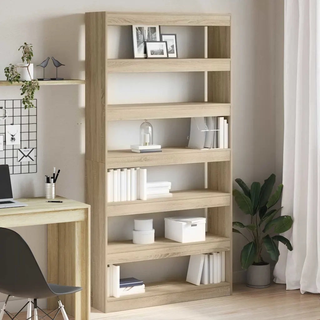 Armadio per Libri 6 livelli 100 x 30 x 198 cm Rovere Sonoma 3333926