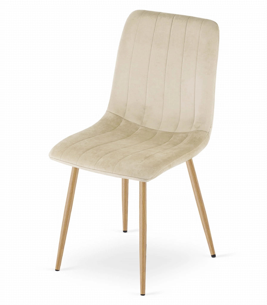 Sedia Valora JEWA in velluto beige chiaro con gambe color legno x4