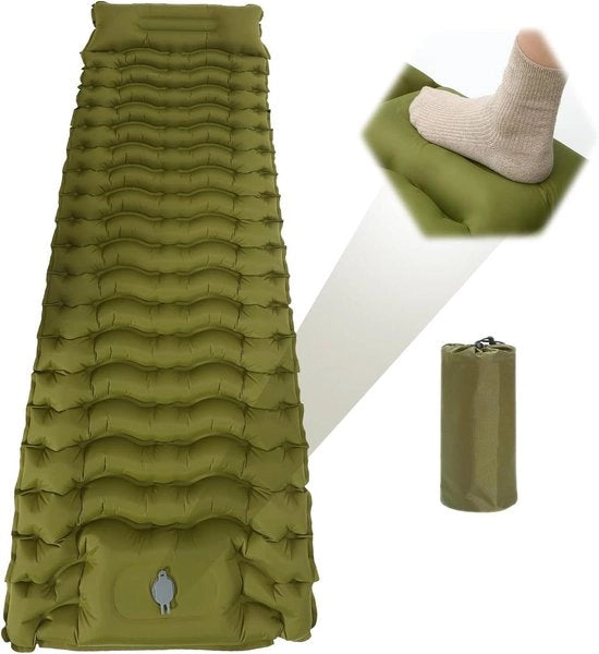 Matrimoniale piastra di camping autoinflante - piastra di camping gonfiabile e impermeabile - piastra di camping compatta e trasportabile - letto gonfiabile per l'esterno - verde militare .