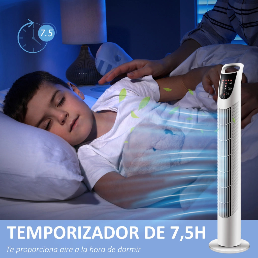 Ventilatore a Torre 40W con Telecomando ¨C Zephmum ¨C 18x78.5 cm Bianco