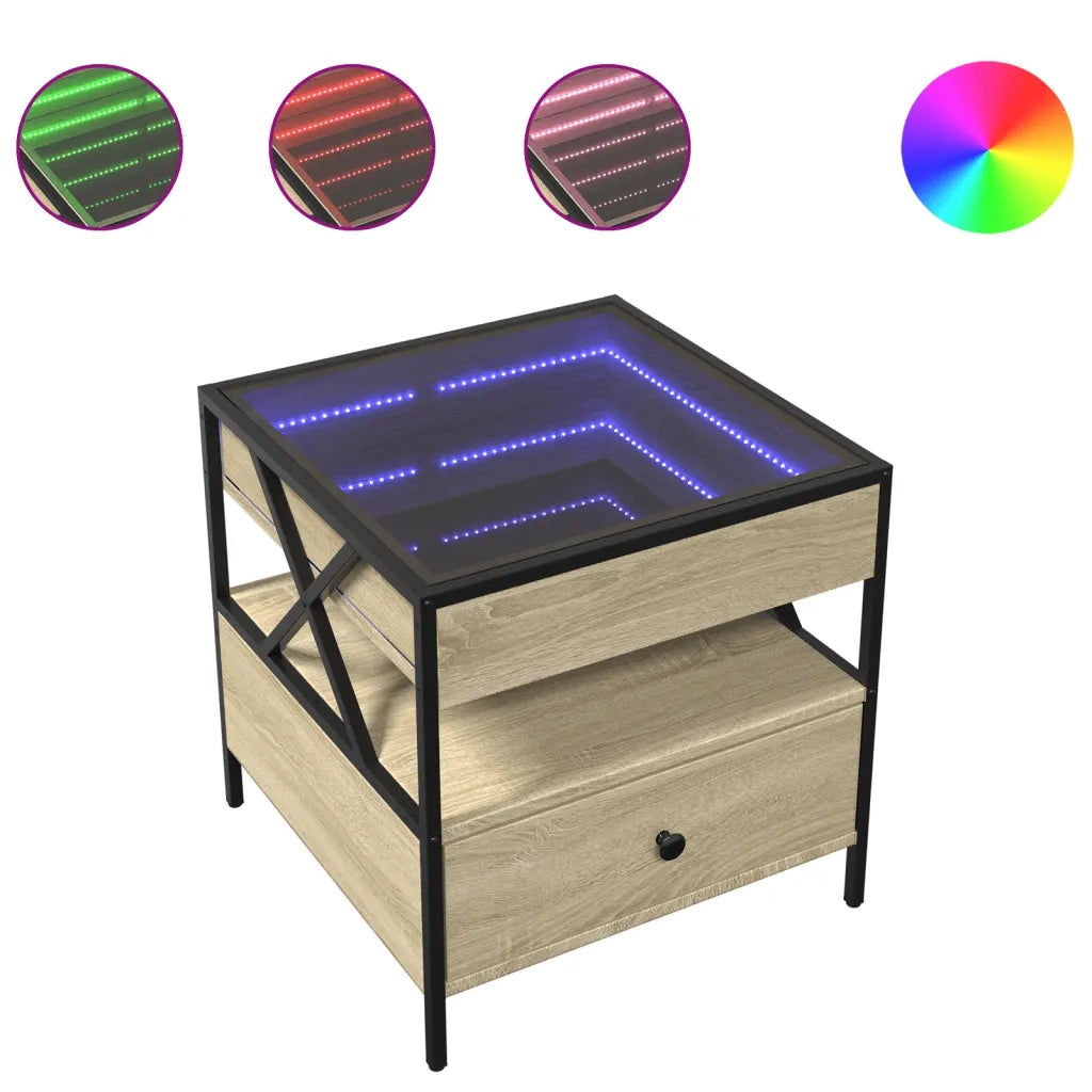 Tavolino da Salotto con LED Infinity Rovere Sonoma 50x50x51 cm 847713