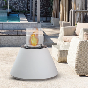 Camino a Bioetanolo Braciere da Pavimento Ø60xh56 cm per Interno ed Esterno Stromboli Bianco Perla