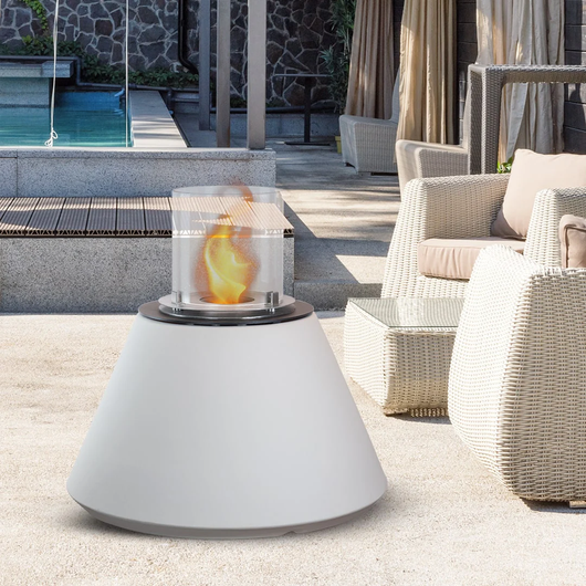 Camino a Bioetanolo Braciere da Pavimento Ø60xh56 cm per Interno ed Esterno Stromboli Bianco Perla