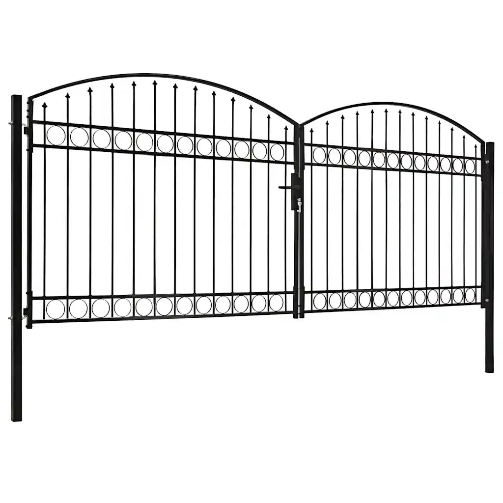 Cancello per recinzione Assen a doppia anta con parte superiore ad arco in acciaio 400x175 cm 143095