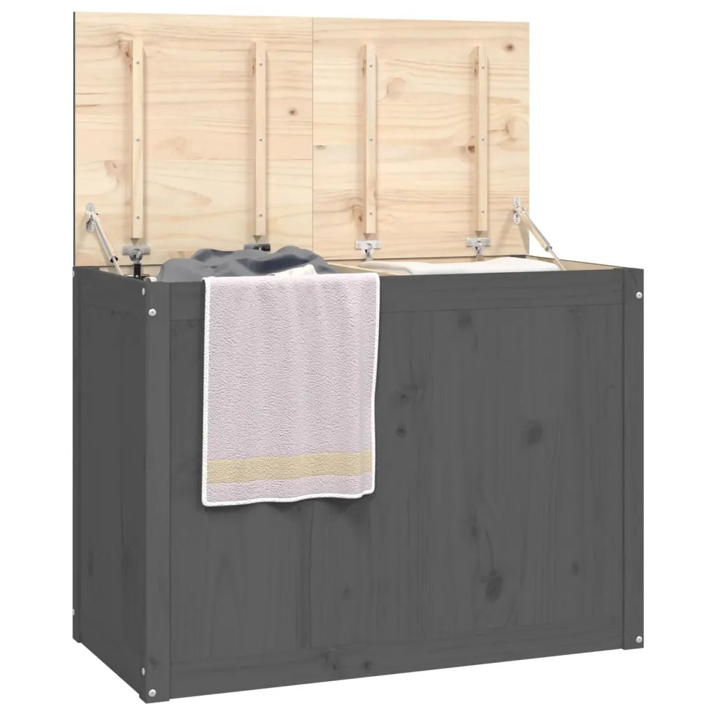 Contenitore per Bucato Grigio 88,5x44x66 cm Legno Massello Pino 823571