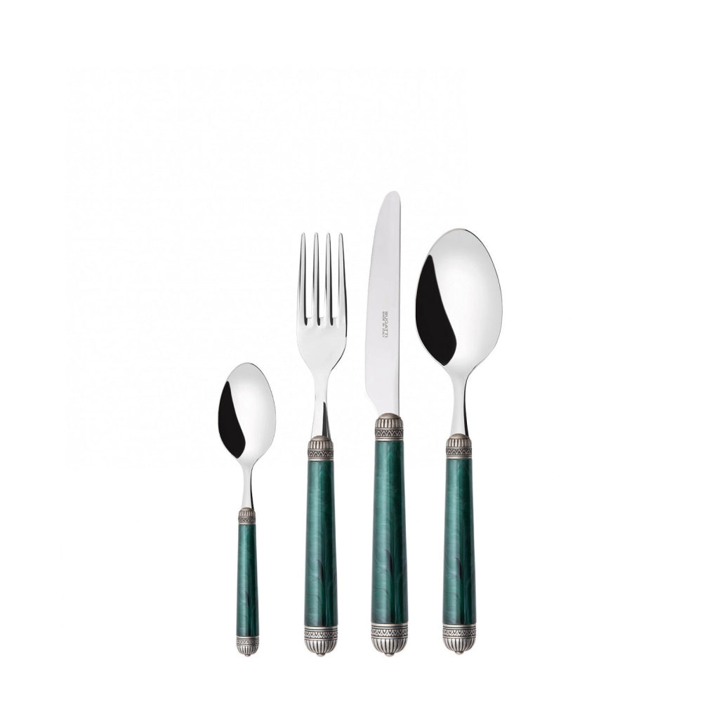 DORICO Ghiera Argento Anticato, Posate Set 24 Pz, Scatola