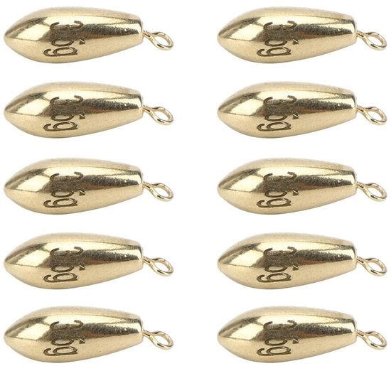 Pescatoio Sinker in Rame - 10 Pezzi - Resistente allo Sfregamento - Resistente alla Corrosione - Resistente agli Urti - Lunga Durata - Peso per la Pesca