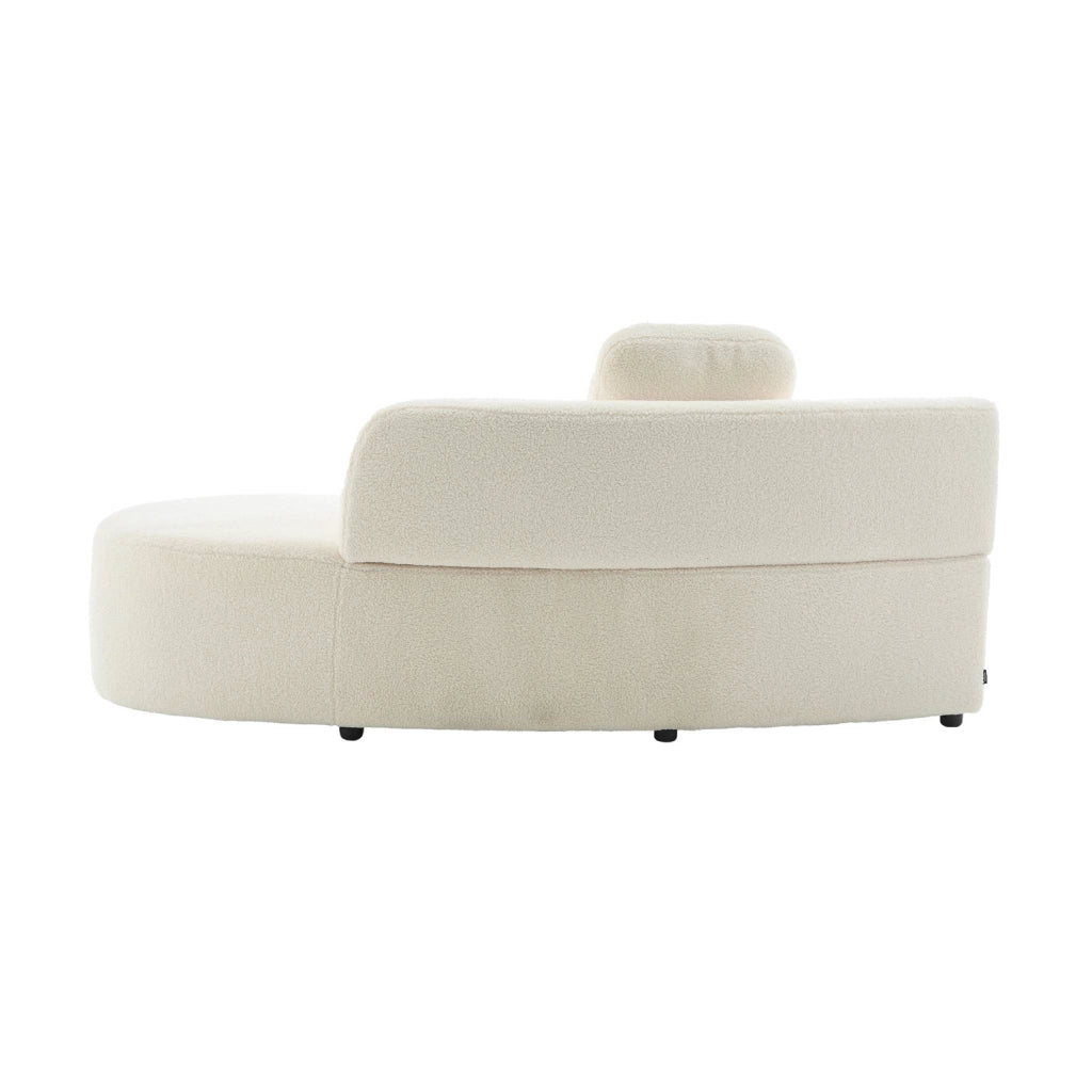 Divano organico a forma di virgola in bouclé, 2–3 posti, crema