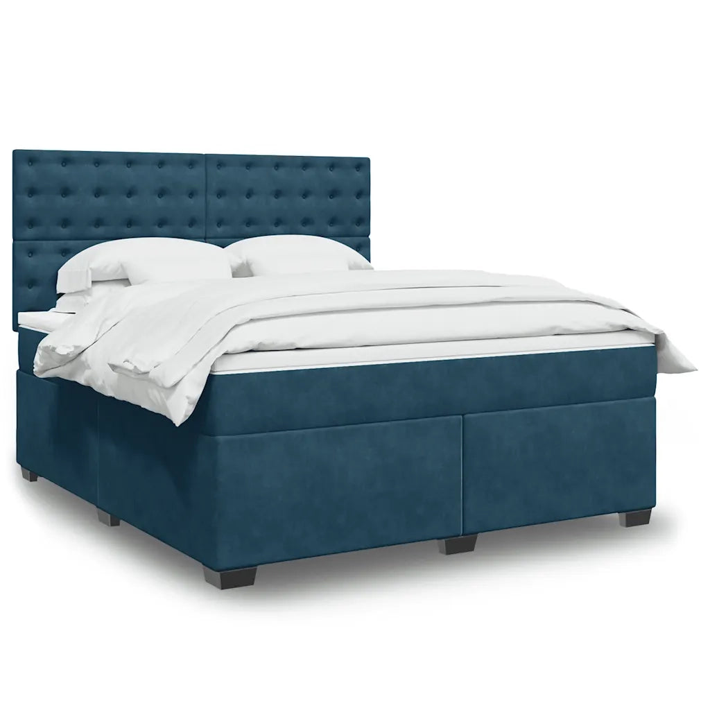 vidaXL Giroletto a Molle con Materasso Blu 180x200 cm in Velluto