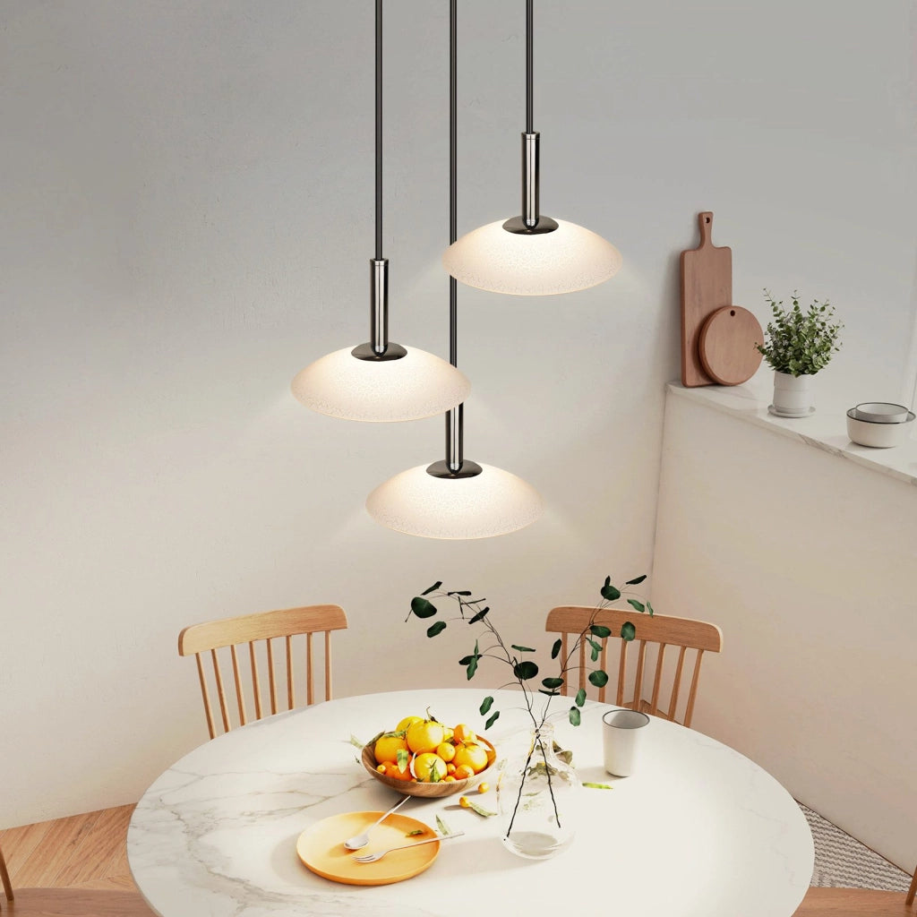 Lampada a sospensione ZMH LED in metallo cromato vetro sala da pranzo 3000K per camera da letto e cucina