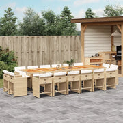 Set da Pranzo da Giardino 17 pz con Cuscini Beige in Polyrattan 3211252
