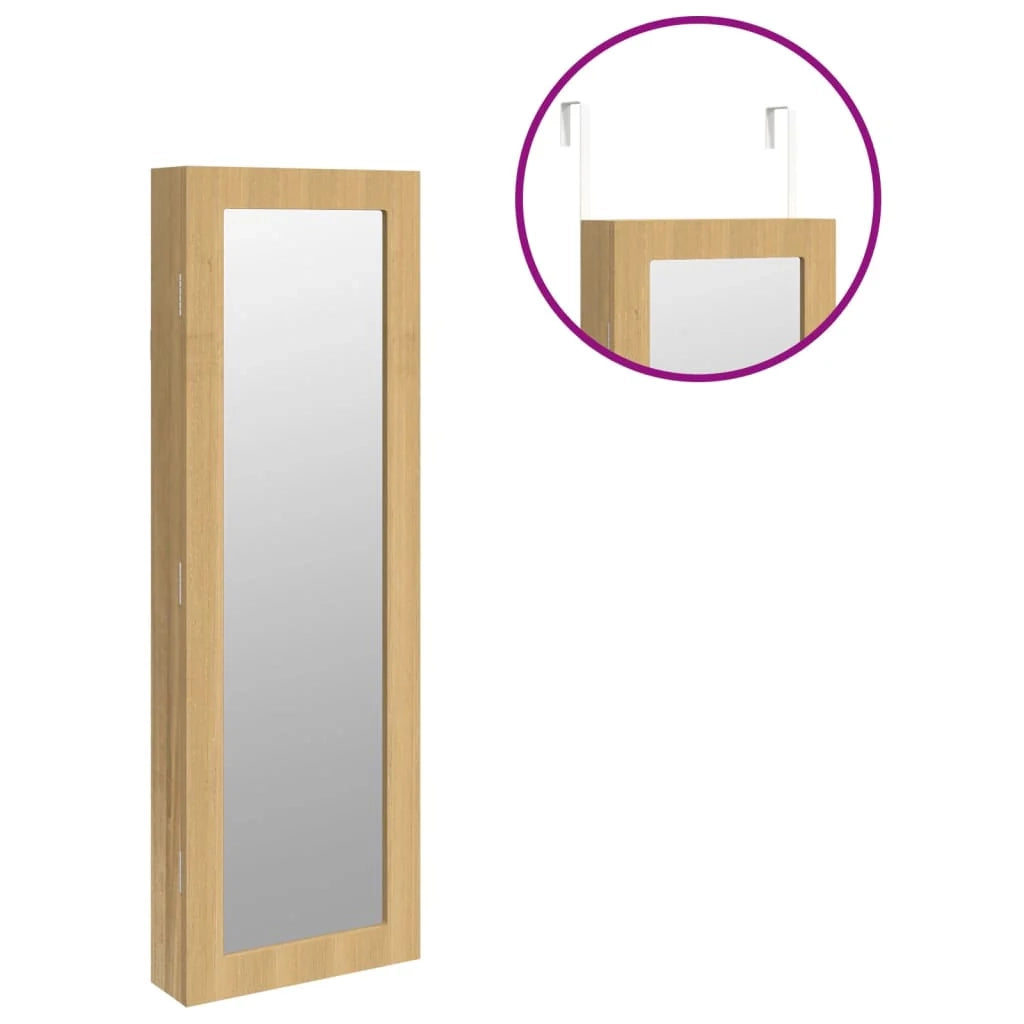 Mobiletto portagioielli mobile contenitore organizer per camera da letto spogliatoio bagno con specchio a parete 30 x 8,5 x 90 cm marrone 02_0022827