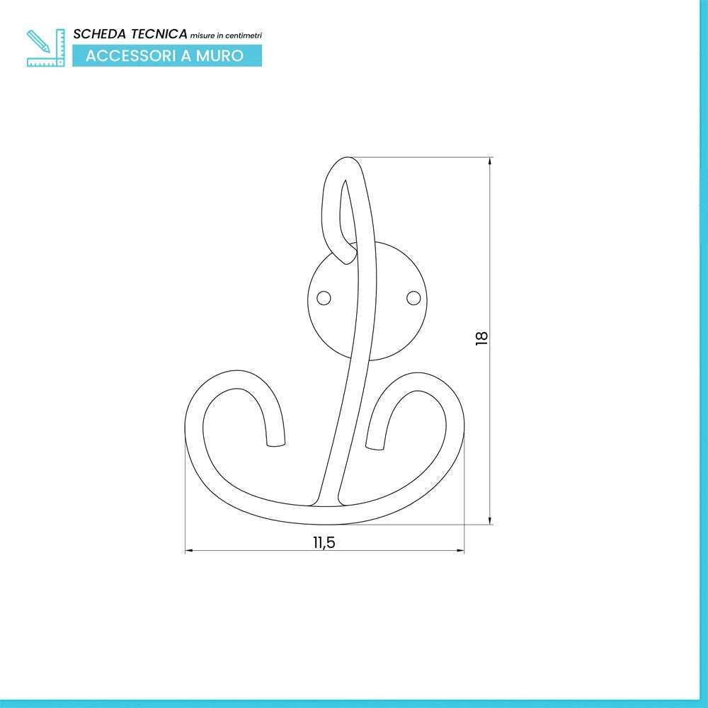 Appendino porta asciugamani da muro in ferro battuto nero Siena