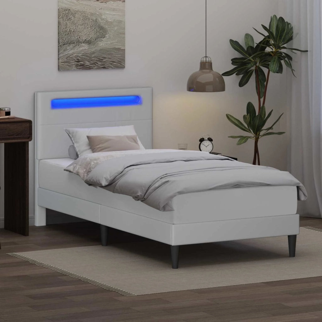Struttura del letto con testiera Bianco 90 x 200 cm Similpelle