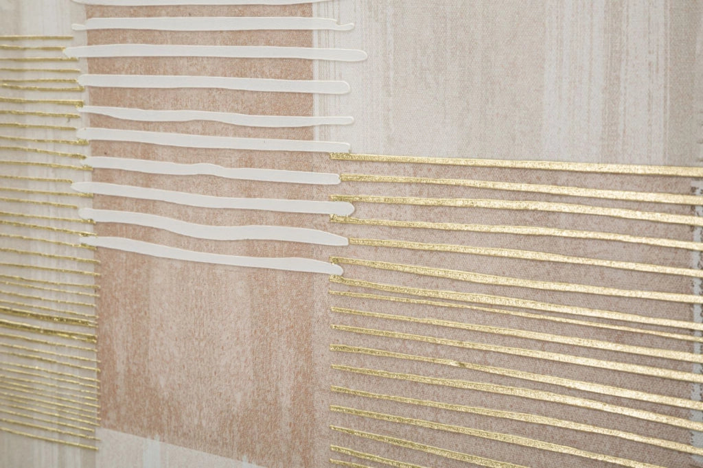 Stampa Dipinta su Tela Lignes con Cornice 60x3x60 cm in Pino e Tela e Plastica