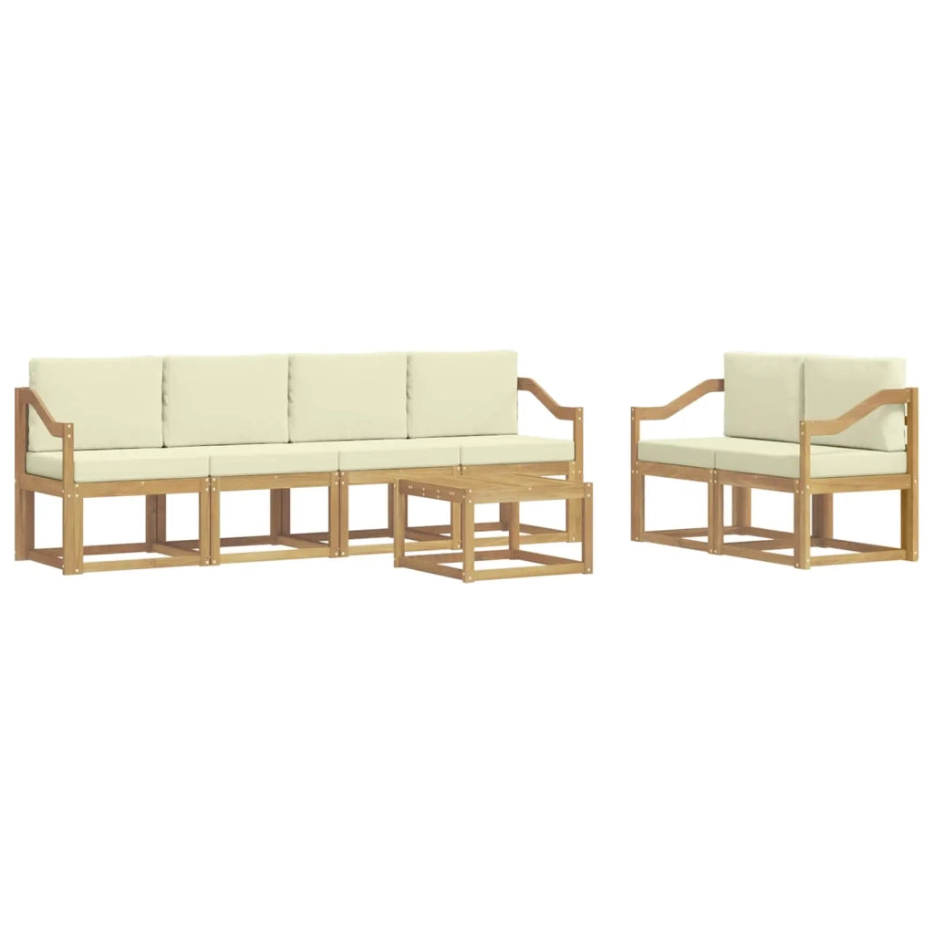 Set di divani da esterno con cuscino 7 pcs Bianco e Crema 3387294