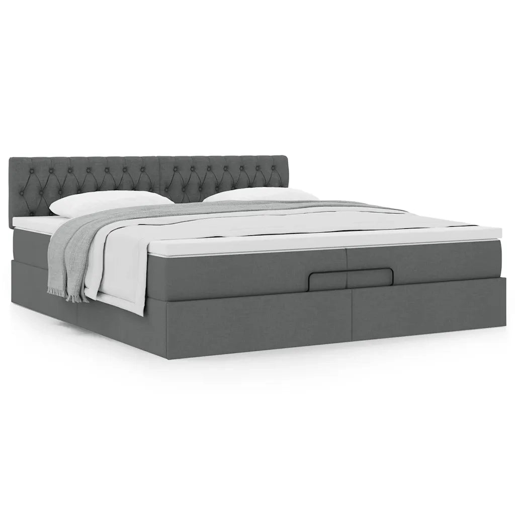 Struttura Letto Pouf con Materasso 200x200 cm in Tessuto 3311568