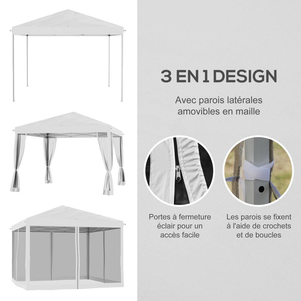 Tonnelle pop-up per giardino ¨C zephmum ¨C crema 3x3 m con zanzariere e borsa