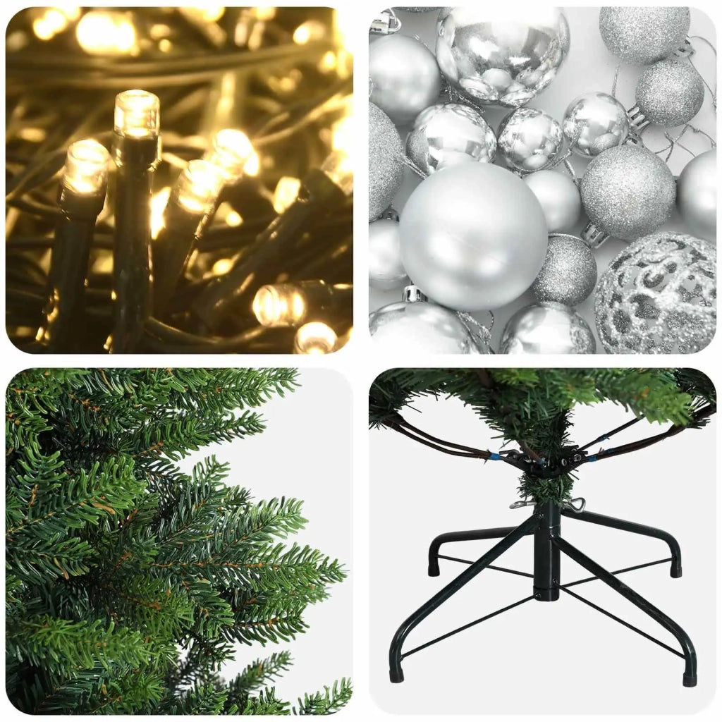 Albero di Natale Artificiale con Palline 120 cm 150 LED 3465969