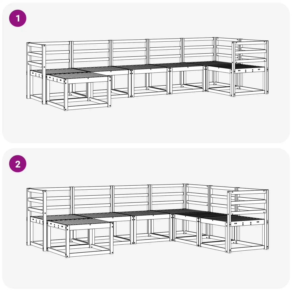 Set di divani da esterno 7 pcs Bianco Legno di Acacia Massello 3387928