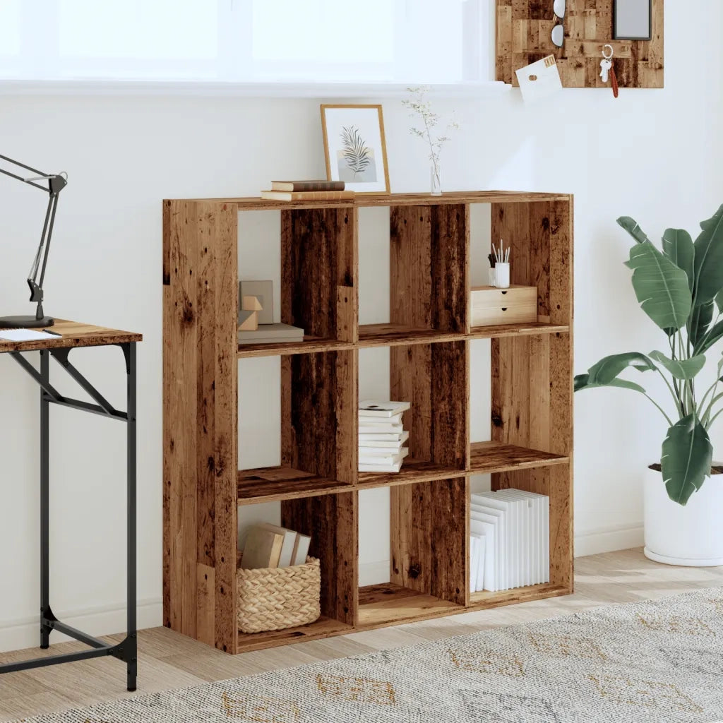 Libreria-Scaffale per Libri-Mobile di Stoccaggio Legno Antico 102x32x102 cm in Legno Multistrato