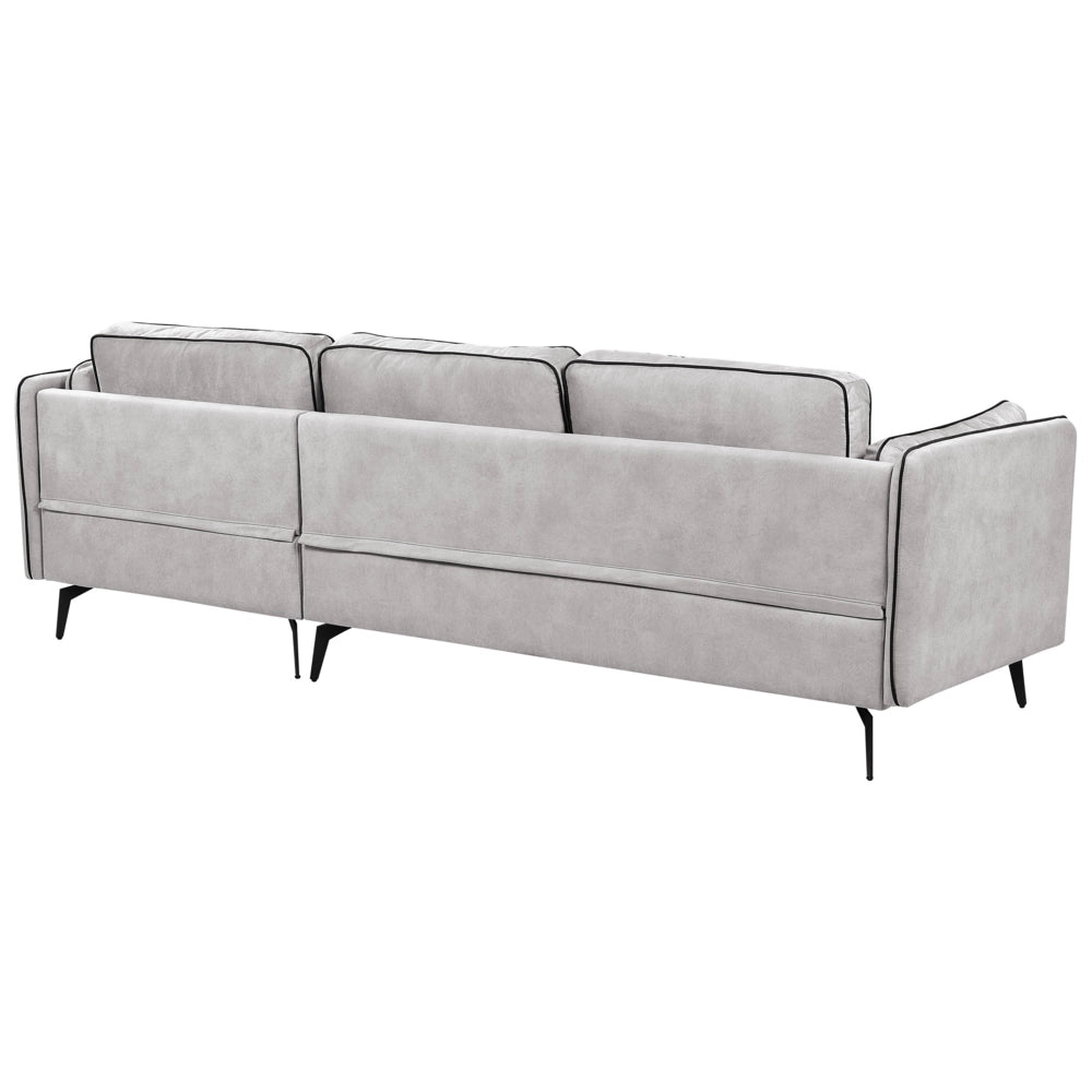 Divano 3 posti angolare regolabile lato sinistro in velluto grigio stile moderno design classico