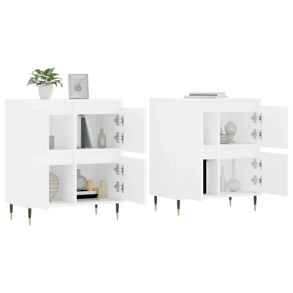 Credenze 2 pz | Madia | Buffet da pranzo | Armadio da pranzo Bianche in Legno Multistrato