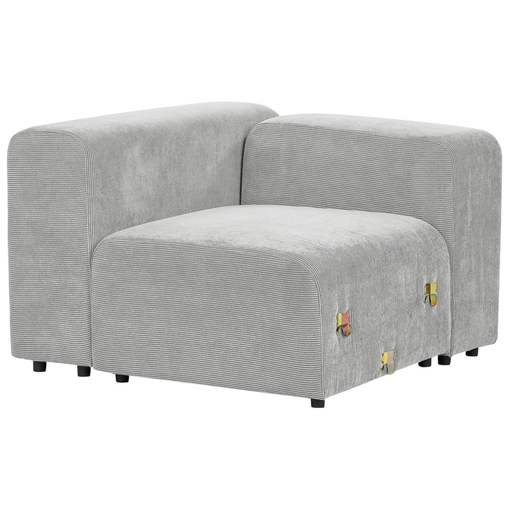 Divano componibile a 2 posti rivestito con velluto grigio stile moderno